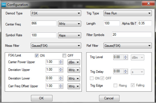 Konfiguracja dla modulacji FSK w pakiecie S1220